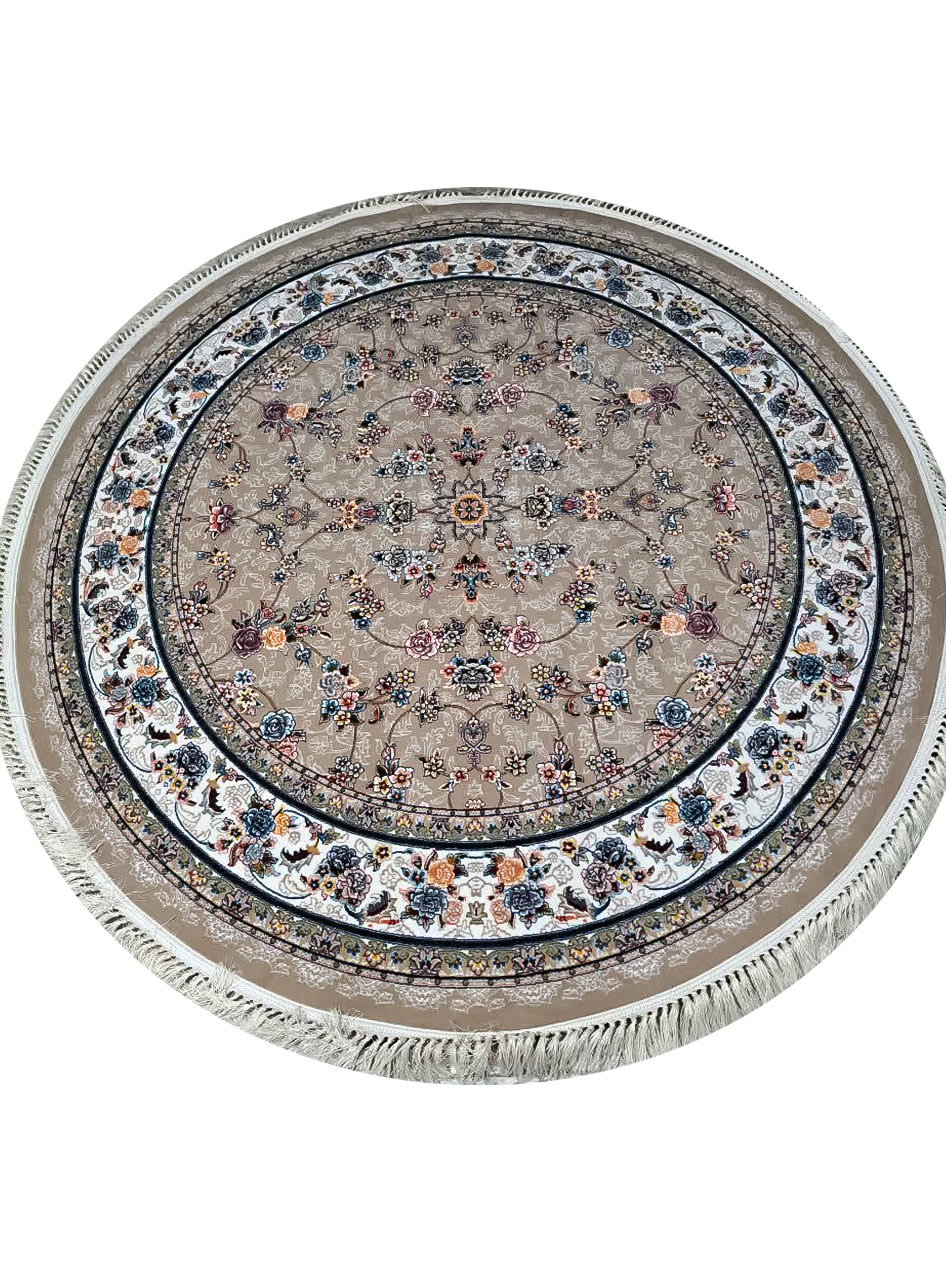 فرش دایره طرح گیلدا رنگ نسکافه ای 700 شانه کد 70285 — تصویر ۲