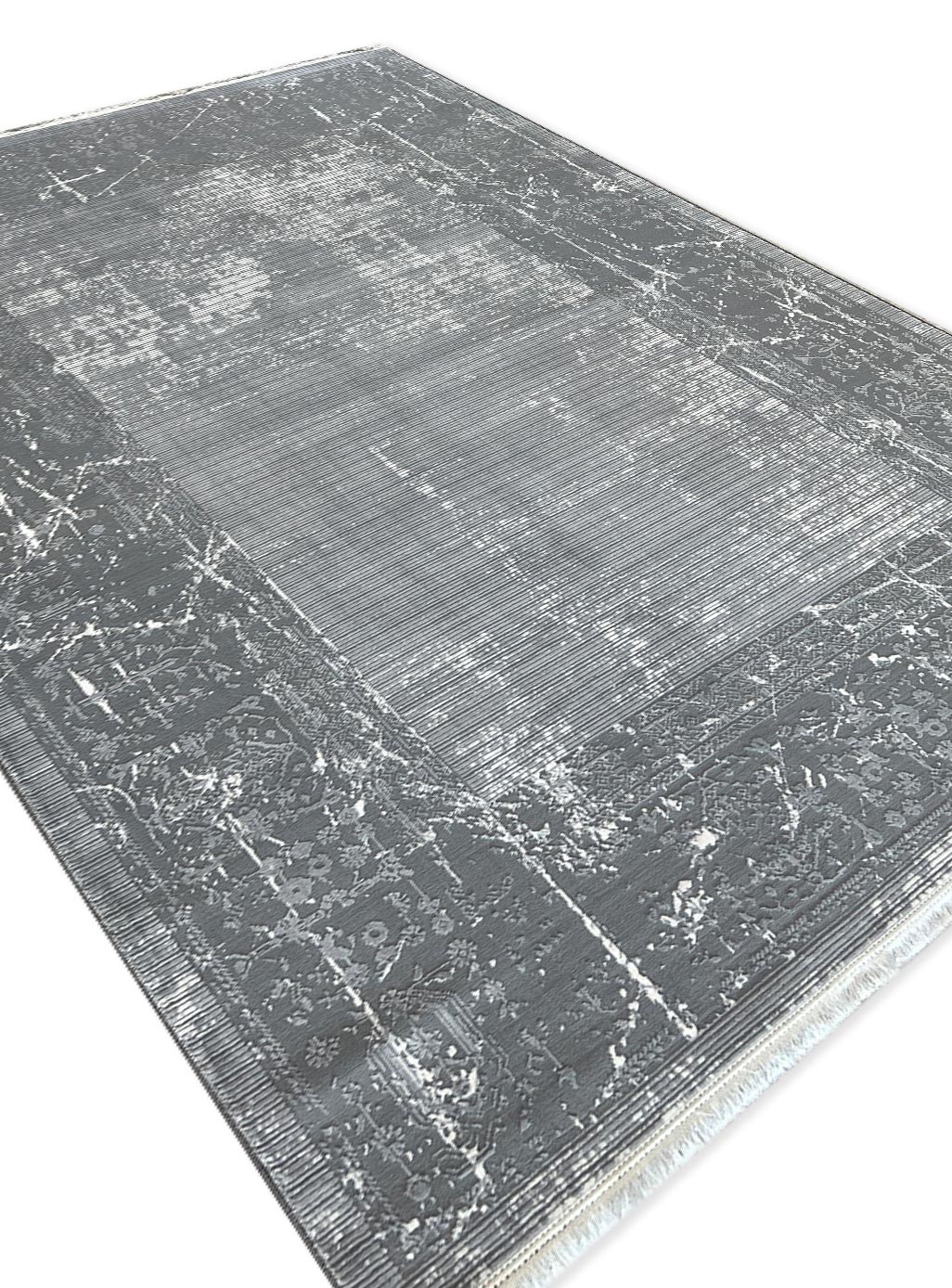 فرش ترک و مدرن رنگ نقره ای گل برجسته کد 41142N
