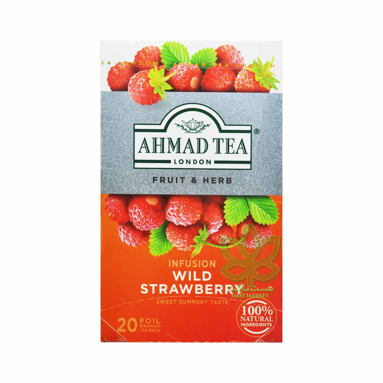 چای سیاه کیسه ای با طعم توت فرنگی وحشی 20 عدد احمد – ahmad tea