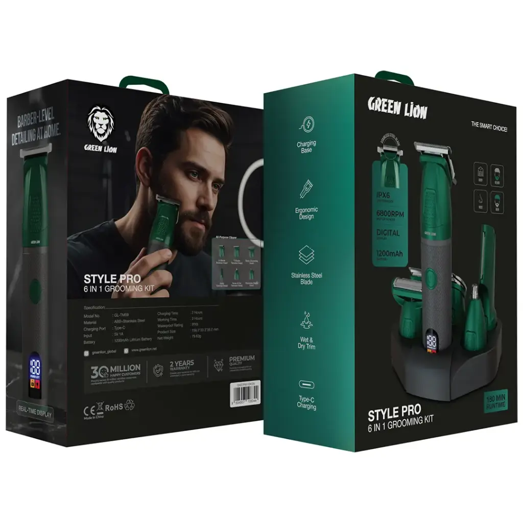 ماشین اصلاح موی سر و صورت 6 در 1 گرین لاین مدل Green Lion Style Pro 6-In-1 Grooming Kit — تصویر ۴