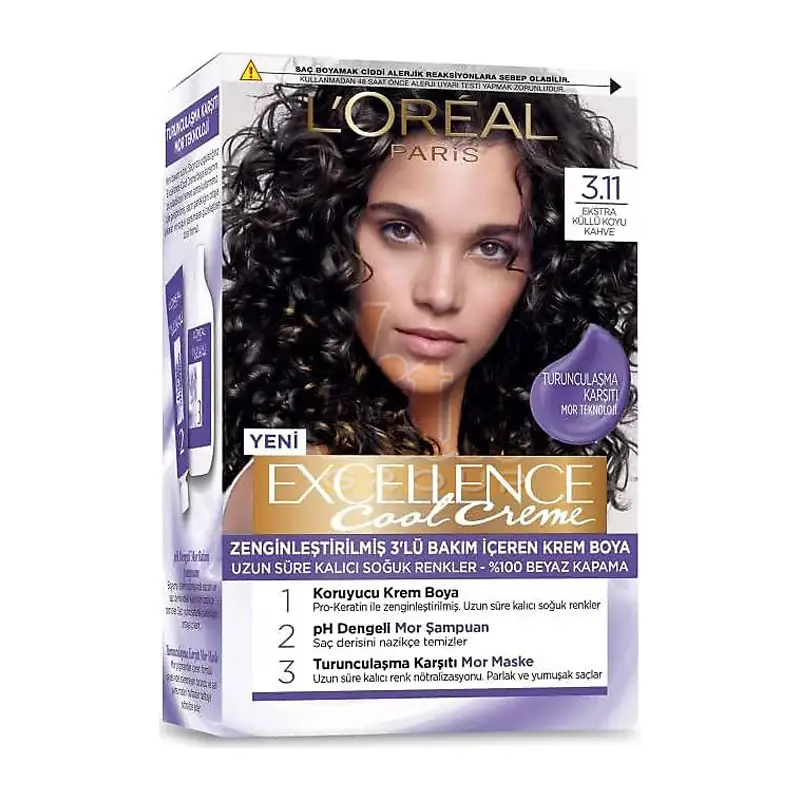 کیت رنگ مو لورال 3.11 Excellence Cool Cream قهوه ای تیره دودی