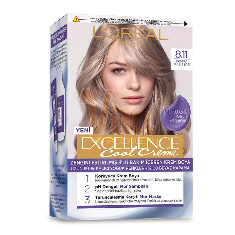 کیت رنگ مو لورال 8.11 Excellence Cool Cream بلوند دودی روشن