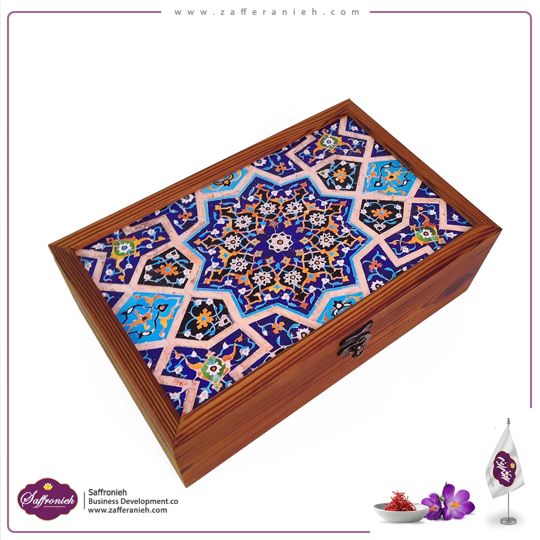 جعبه هدیه زعفران مدل تبسّم (ظروف+جعبه) — تصویر ۸