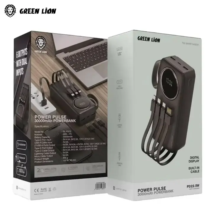 پاوربانک گرین لاین Power Pulse ظرفیت 30000 میلی آمپر PD 22.5W — تصویر ۴
