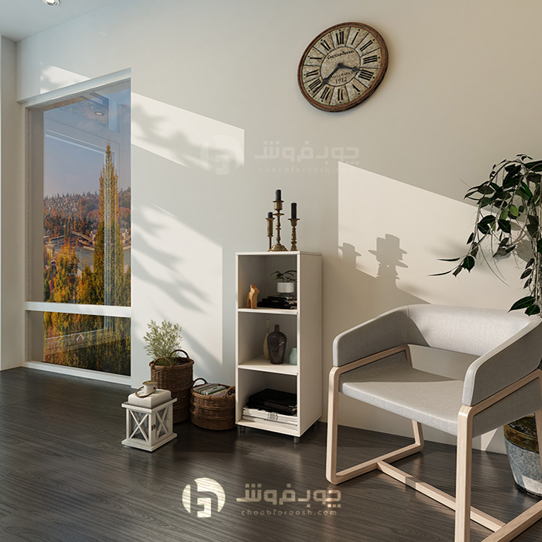 کتابخانه سه طبقه چوبی مدل L030 — تصویر ۲