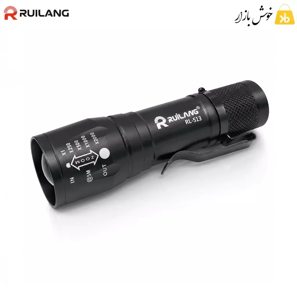 چراغ قوه جیبی شارژی رویلانگ مدل RL-513 زوم‌دار با نور جانبی COB