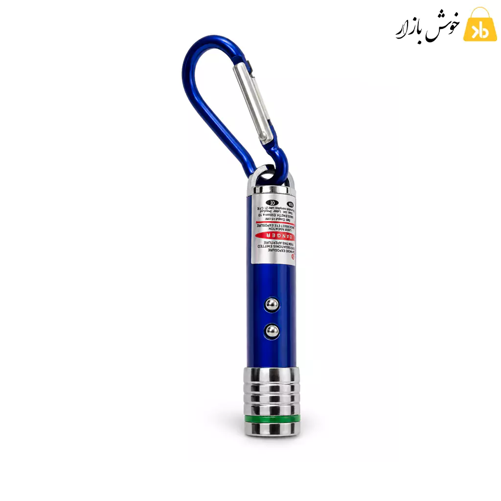 لیزر پوینتر و چراغ LED جاکلیدی کارابین‌دار فلزی — تصویر ۸