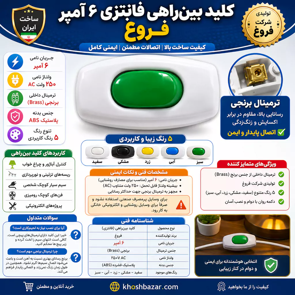 کلید بین‌ راهی فانتزی 6 آمپر فروغ — تصویر ۳