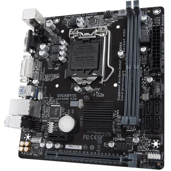 مادربرد Gigabyte H310M DS2V سوکت LGA1151 چیپست Intel H310 فرم فاکتور Micro-ATX با پشتیبانی از پردازنده‌های نسل 8 و 9 اینتل و حافظه DDR4 — تصویر ۲