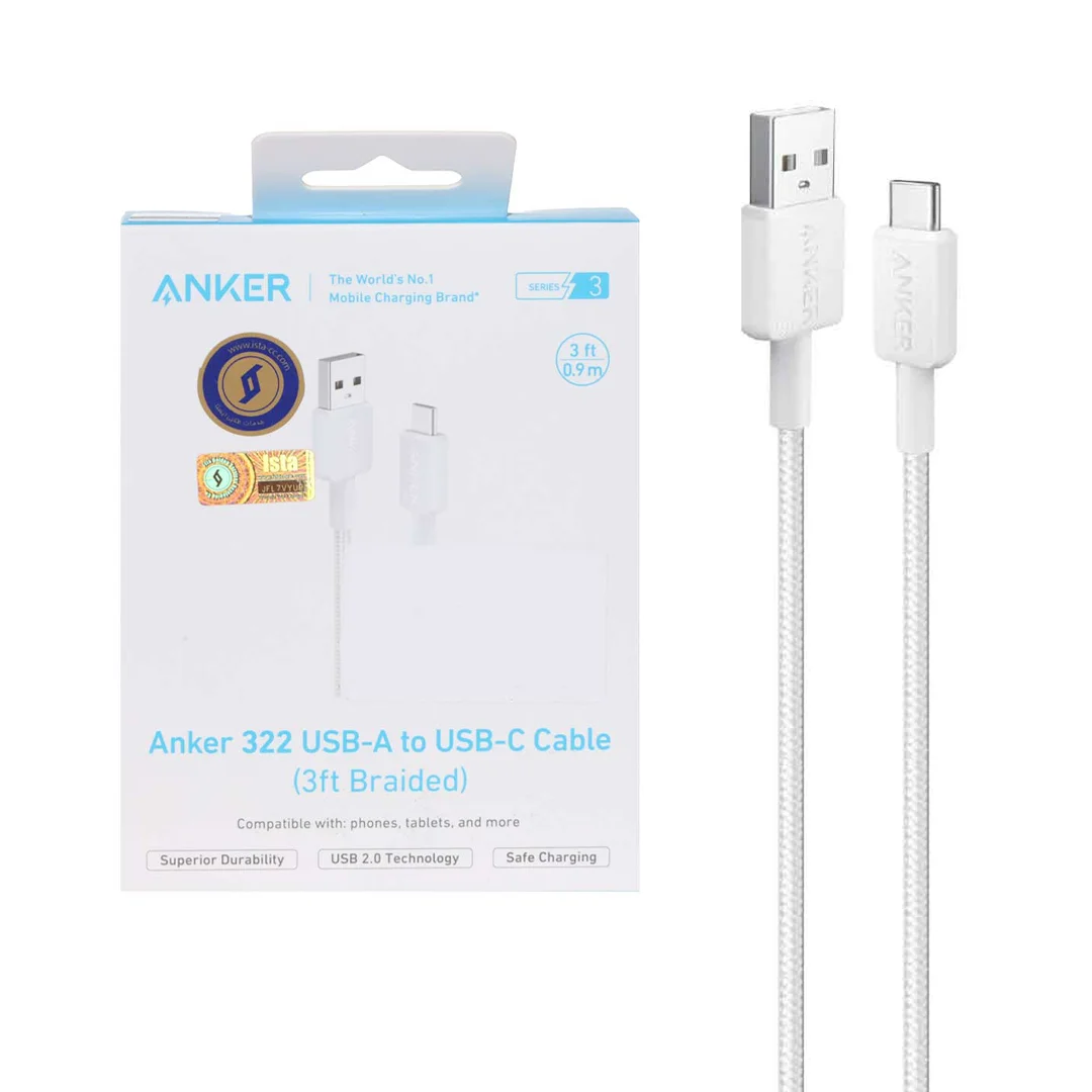 کابل شارژ 0.9 متری ANKER Type-C مدل A81H5H21 – سفید (گارانتی 18ماهه شرکتی)