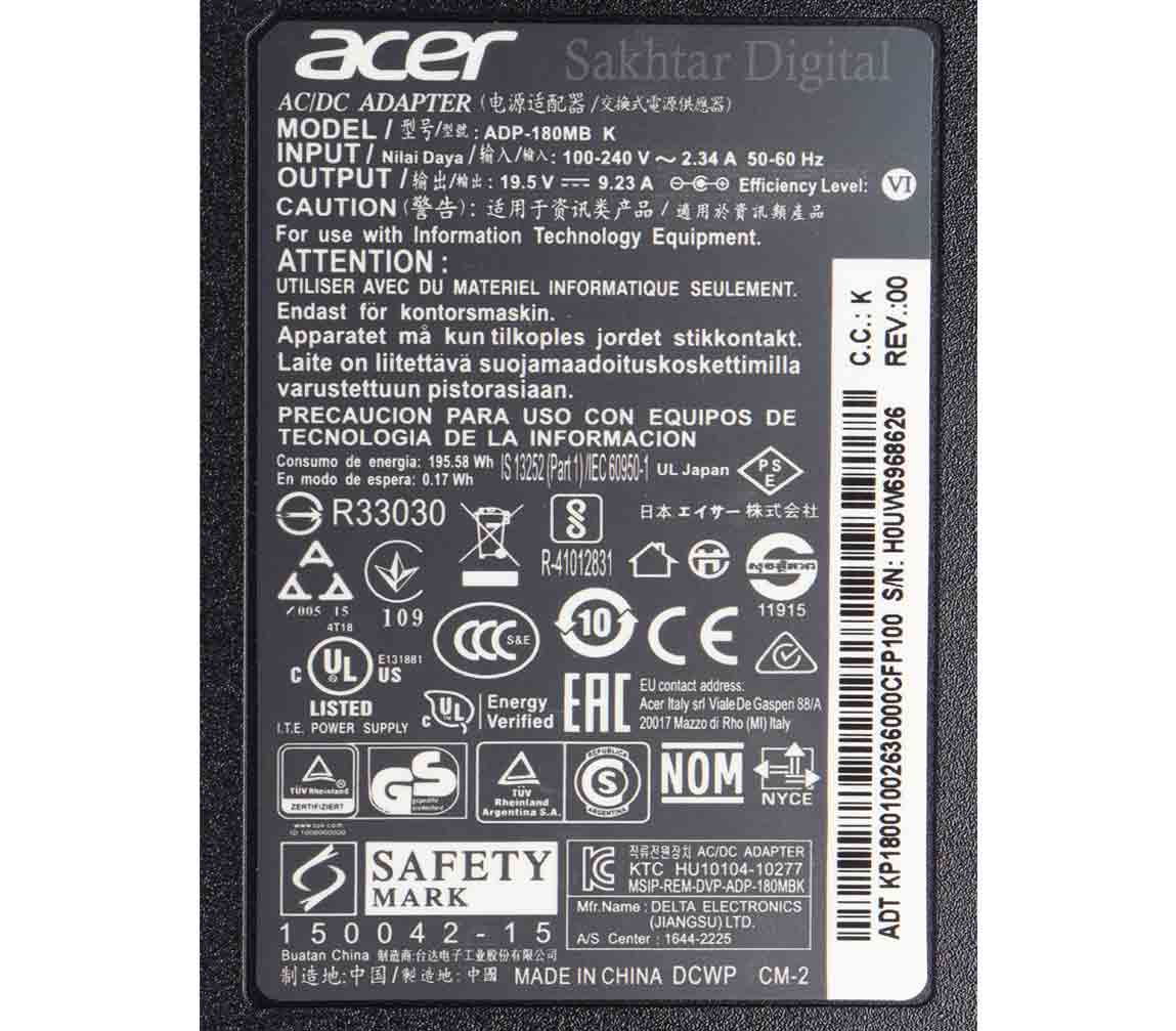 شارژر اورجینال لپ تاپ ایسر Acer Predator Helios 300 / Aspire Nitro 5 — تصویر ۴