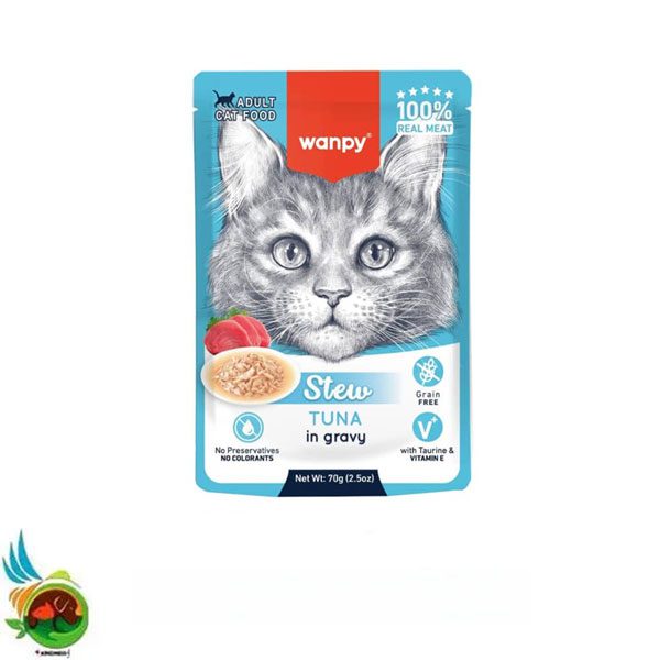 پوچ خورشتی گربه بالغ ونپی طعم تن در سس Wanpy adult cat food tuna وزن 70 گرم
