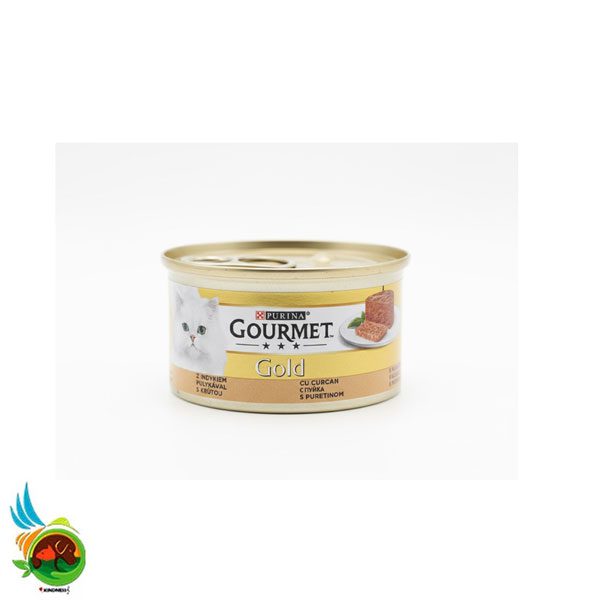 کنسرو پته گربه گورمت گلد طعم بوقلمون Gourmet gold with turkey وزن ۸۵ گرم