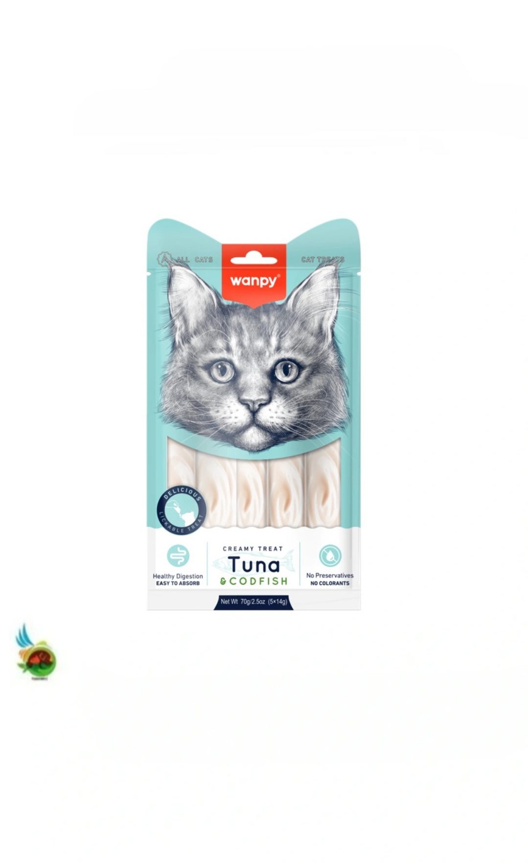 بستنی گربه ونپی طعم تن و ماهی کاد Wanpy creamy treat tuna &amp; codfish بسته 5 عددی