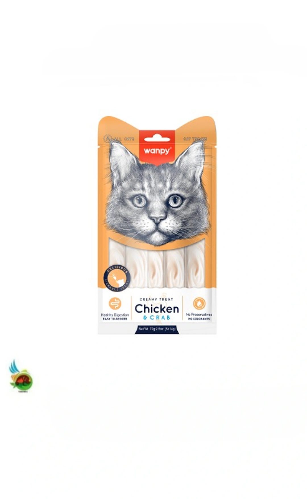 بستنی گربه ونپی طعم مرغ و خرچنگ Wanpy creamy treat chicken &amp; crab بسته 5 عددی