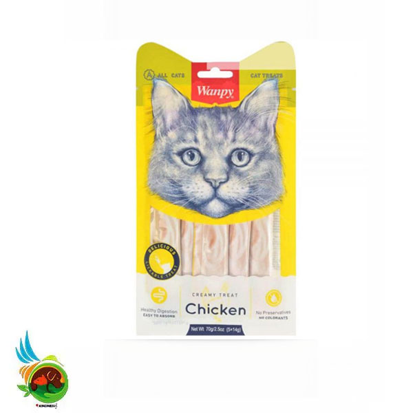 بستنی گربه ونپی طعم مرغ Wanpy creamy treat chicken بسته 5 عددی
