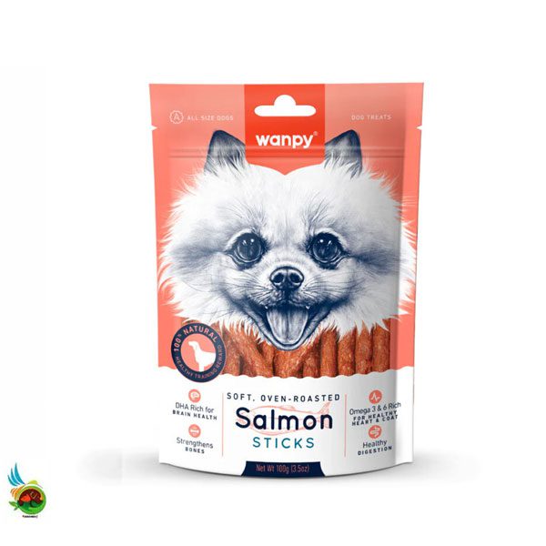 تشویقی سگ ونپی طعم سالمون Wanpy salmon sticks وزن ۱۰۰ گرم