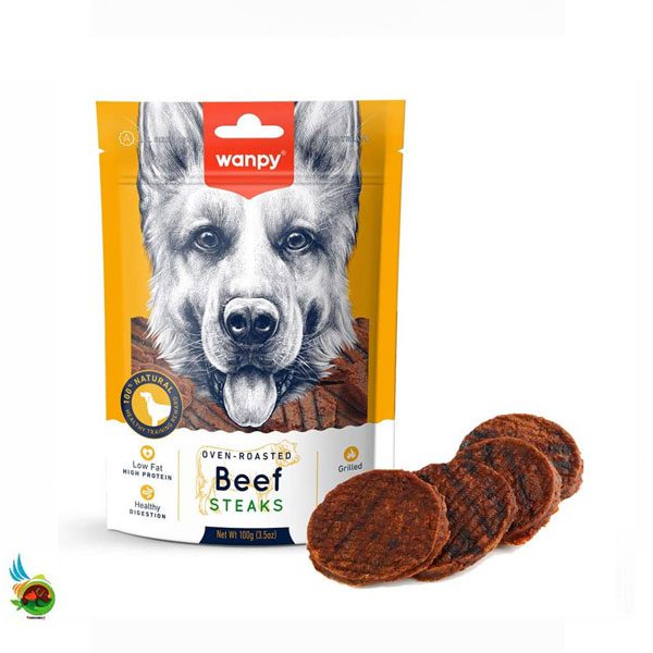 تشویقی سگ ونپی طعم گوشت گاو Wanpy Beef steaks وزن ۱۰۰ گرم