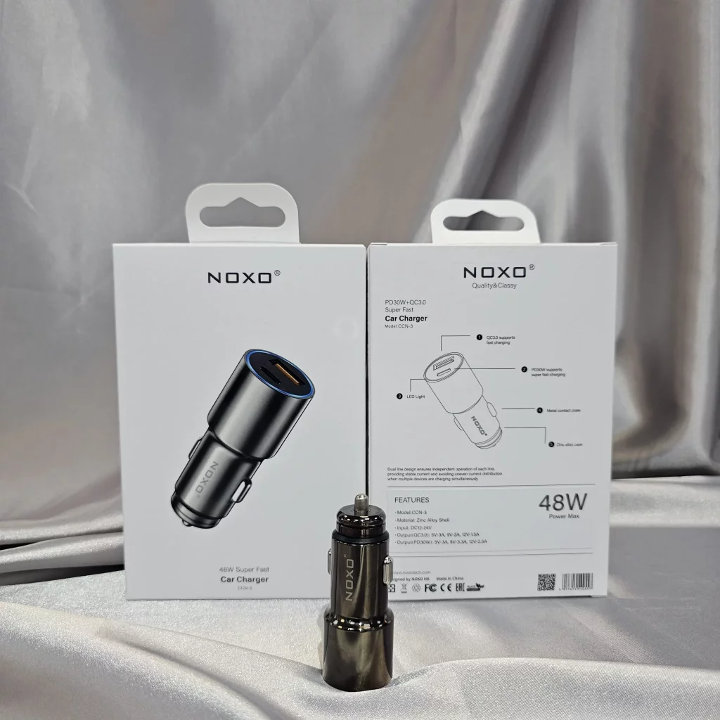 شارژر فندکی ماشین نوکسو CCN-3 سوپر فست شارژ 48W با PD 30W + QC3.0 بدنه فلزی — تصویر ۳