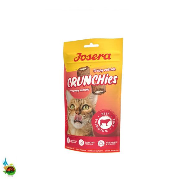 تشویقی گربه کرانچی مغزدار جوسرا طعم گوشت Josera cat crunchies with beef وزن ۶۰ گرم