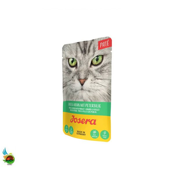 پوچ گربه جوسرا طعم مرغ، اردک و جعفری مدل پته Josera cat duck and chicken with parsley وزن ۸۵ گرم