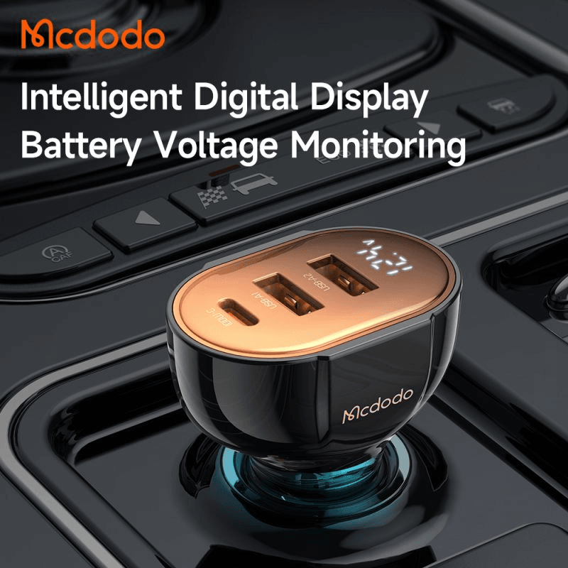 شارژر فندکی 3 پورت 100 وات نمایشگر دار مک دودو مدل MCDODO CC-2300 — تصویر ۵