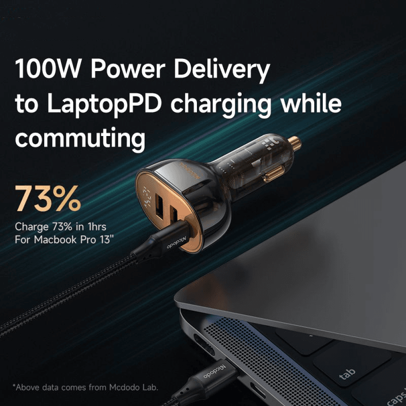شارژر فندکی 3 پورت 100 وات نمایشگر دار مک دودو مدل MCDODO CC-2300 — تصویر ۸