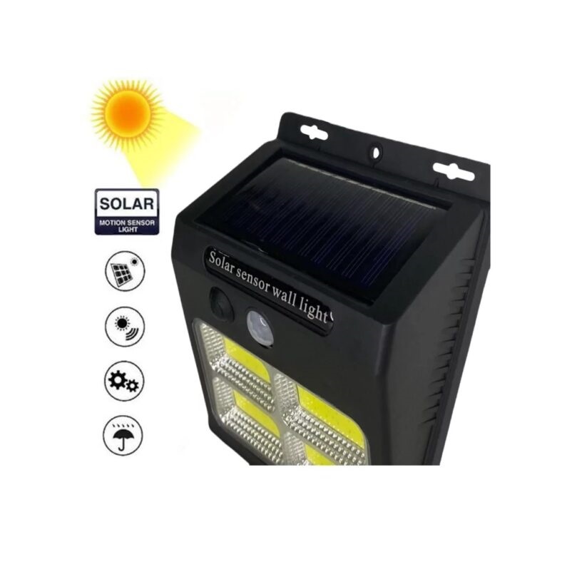 چراغ دیوارکوب خورشیدی سه حالته سنسوردار مدل 4COB — تصویر ۵
