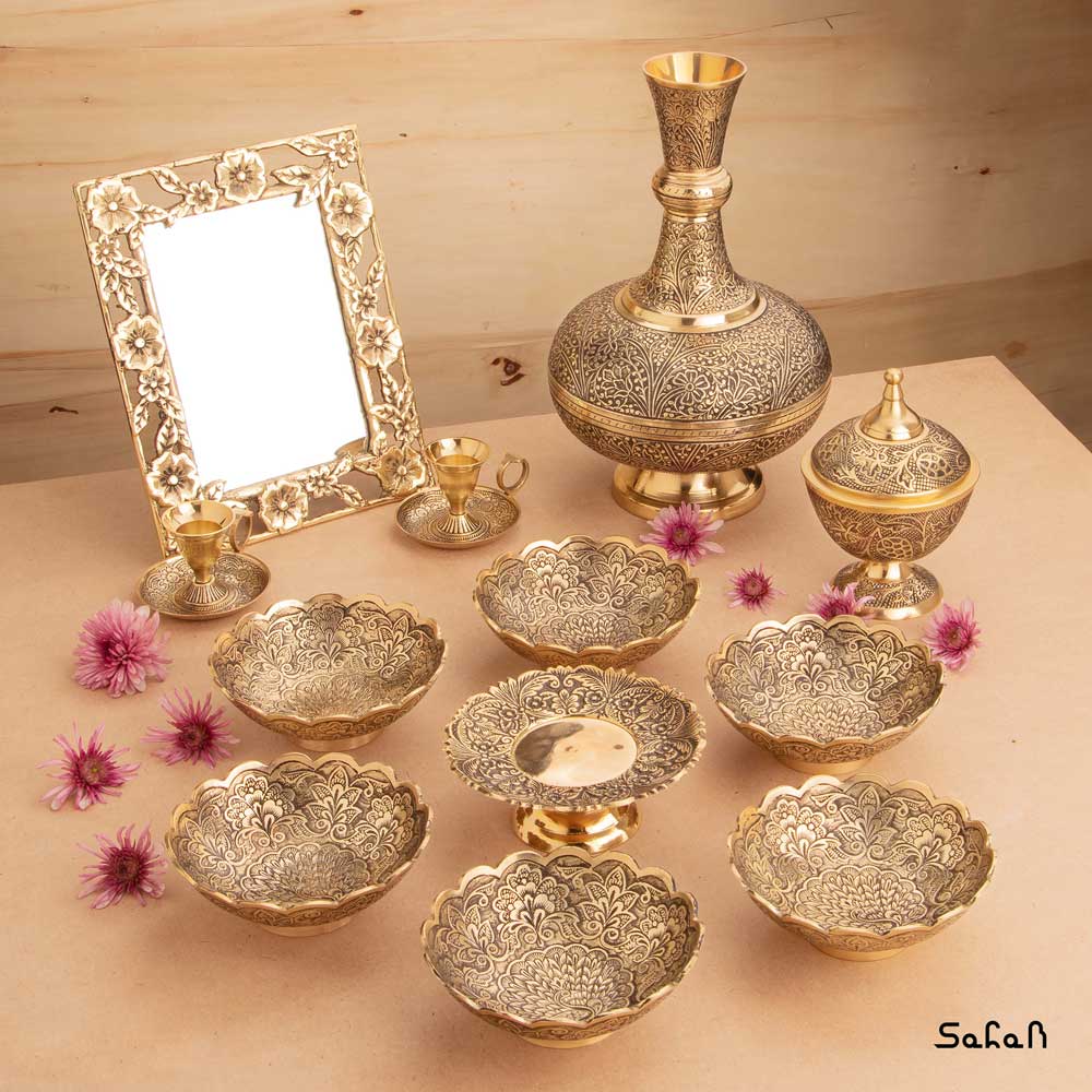 ست هفت سین برنجی آنتیک کد 248 — تصویر ۲