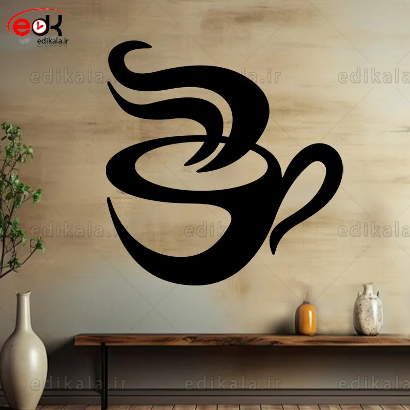 آینه دکوراتیو طرح فنجان قهوه شماره 12 در پنج رنگ و ابعاد انتخابی+فایل کورل — تصویر ۳