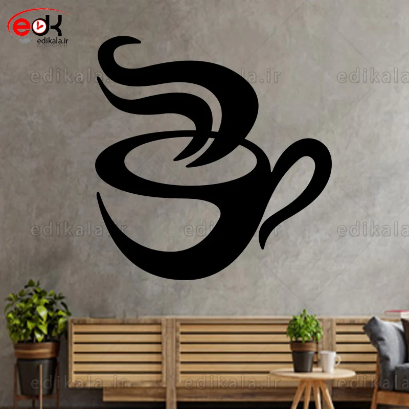 آینه دکوراتیو طرح فنجان قهوه شماره 12 در پنج رنگ و ابعاد انتخابی+فایل کورل