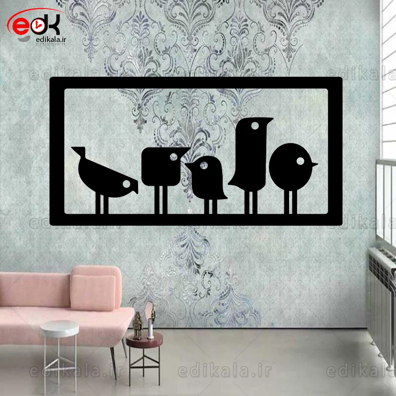 آینه دکوراتیو طرح پرنده شماره 2 در پنج رنگ و ابعاد انتخابی+فایل کورل — تصویر ۴