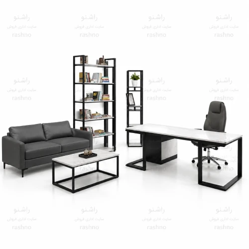 میز مدیریتی دو طرف ال – تولید در ابعاد و رنگ دلخواه مشتری — تصویر ۲