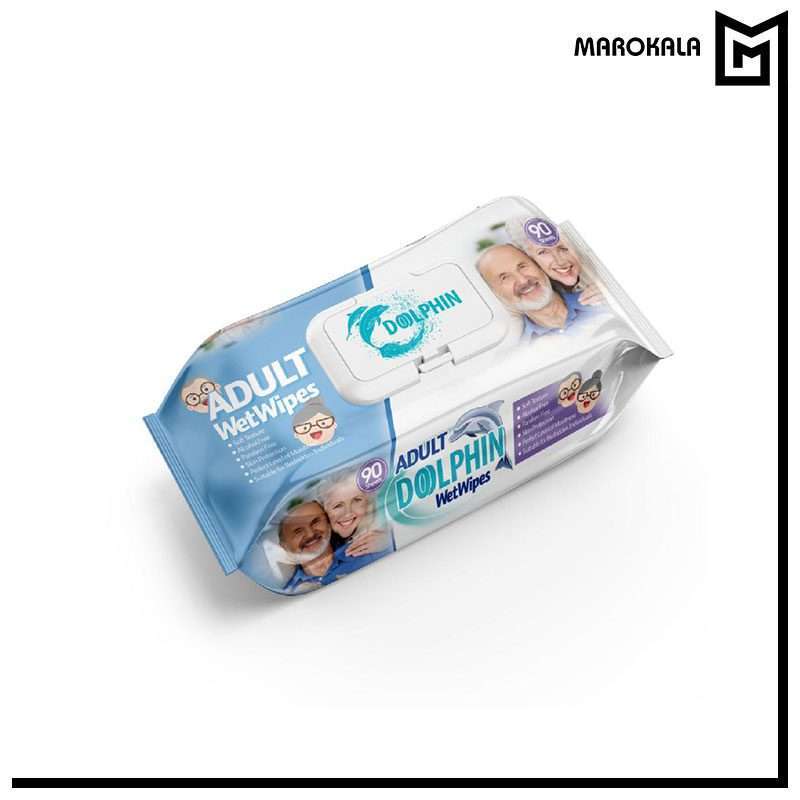 دستمال مرطوب پاک کننده پوست بزرگسالان دلفین بسته 90 عددی(قیمت خرید عمده 122.000 تومان) - ماروکالا، فروش عمده محصولات آرایشی و بهداشتی
