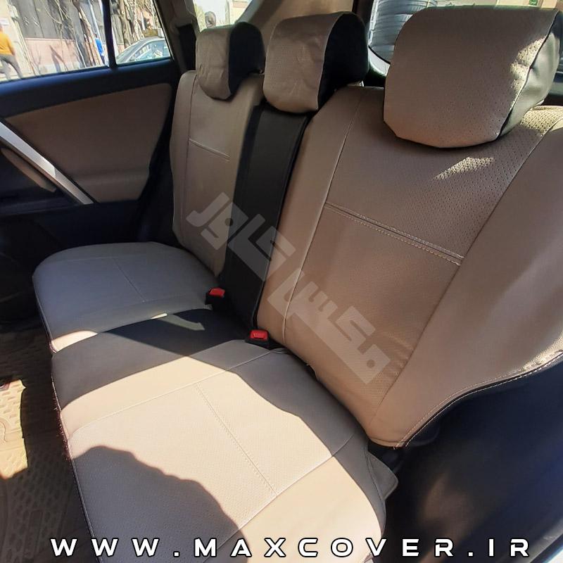 روکش صندلی تویوتا رافور RAV4 چرم کرم مشکی 2013-2018 — تصویر ۵