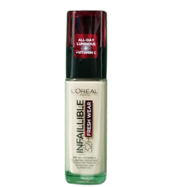 کرم پودر 32 ساعته لورال شماره 100 LOREAL INFAILLBLE 32H FRESH WEAR PARIS اصلی حجم 30 میل