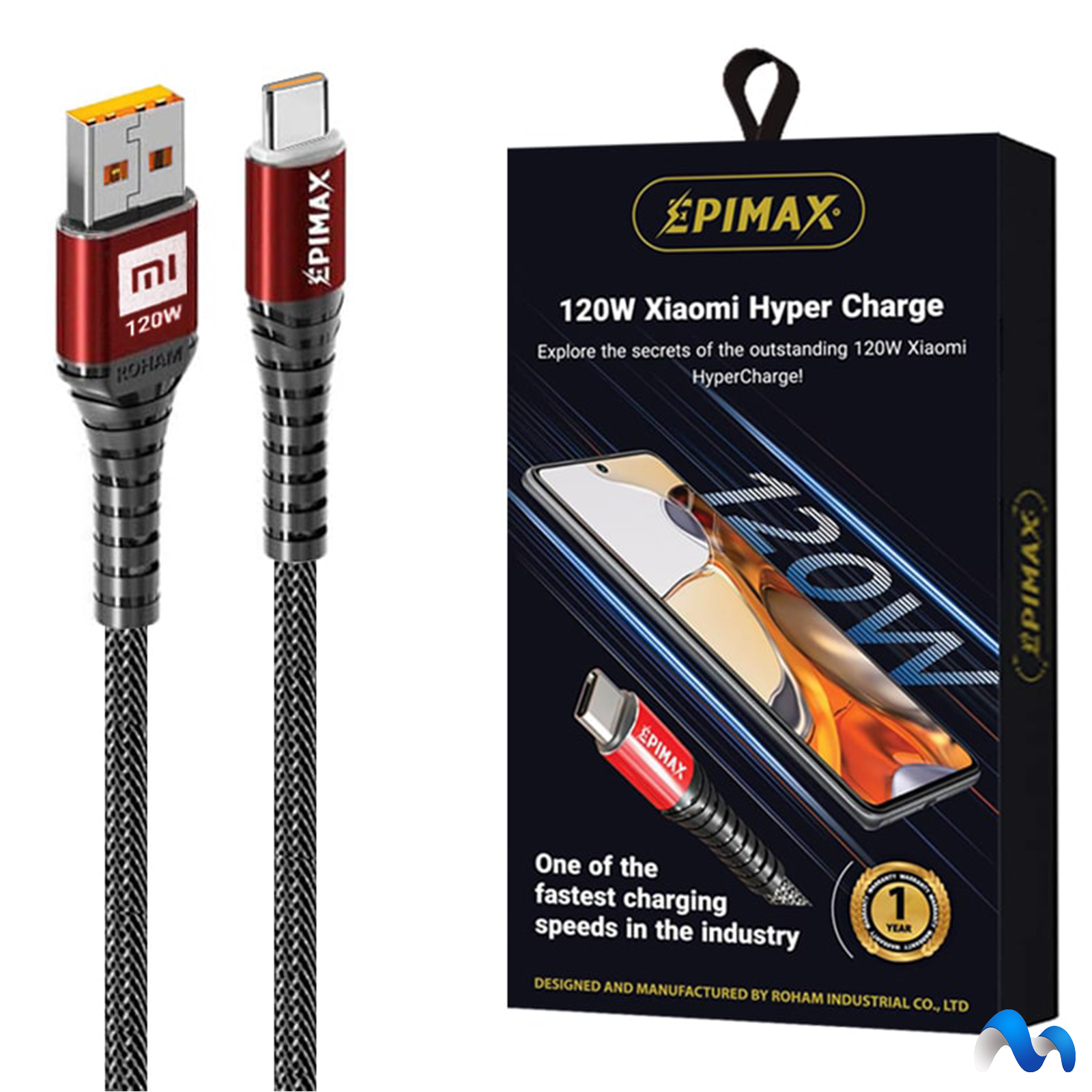 کابل شارژ تایپ سی EPIMAX EC-130 120W — تصویر ۲
