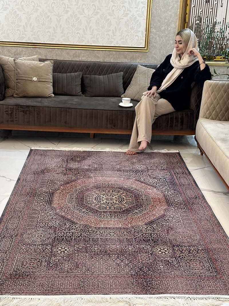 فرش ماشینی مدرن سیزان کاشان – کد رستا سرمه ای 12829 S — تصویر ۴
