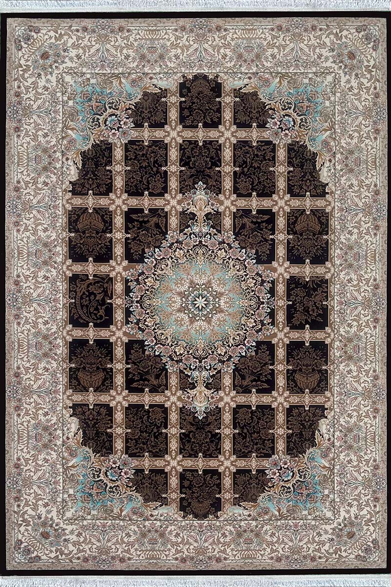 فرش ماشینی مدرن سیزان کاشان – کد رستا سرمه ای 12823 s — تصویر ۲