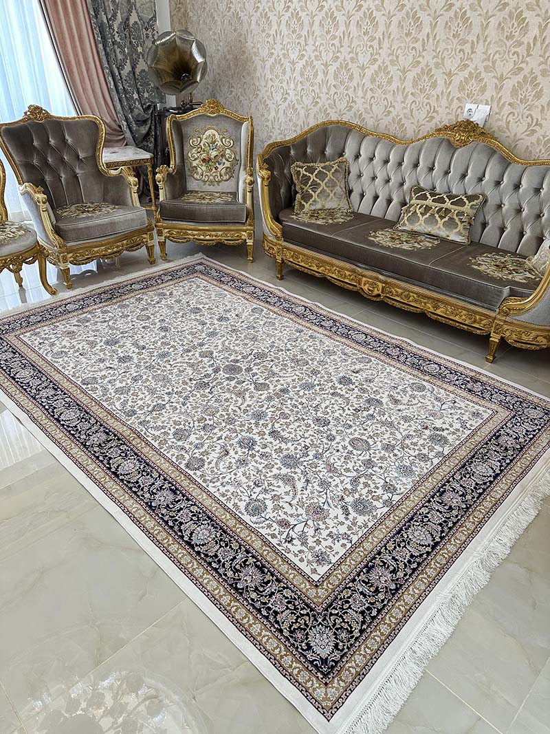 فرش ماشینی مدرن سیزان کاشان – کد رستا کرم 12820 k — تصویر ۵