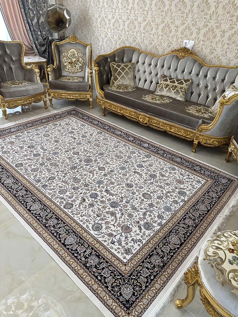 فرش ماشینی مدرن سیزان کاشان – کد رستا کرم 12820 k — تصویر ۸