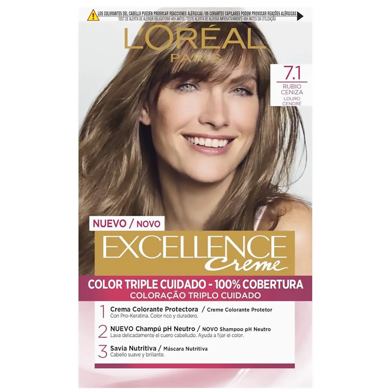 رنگ مو لورآل شماره 7.1 بلوند دودی متوسط L’Oreal cream hair color 7.1 Medium Ash Blonde