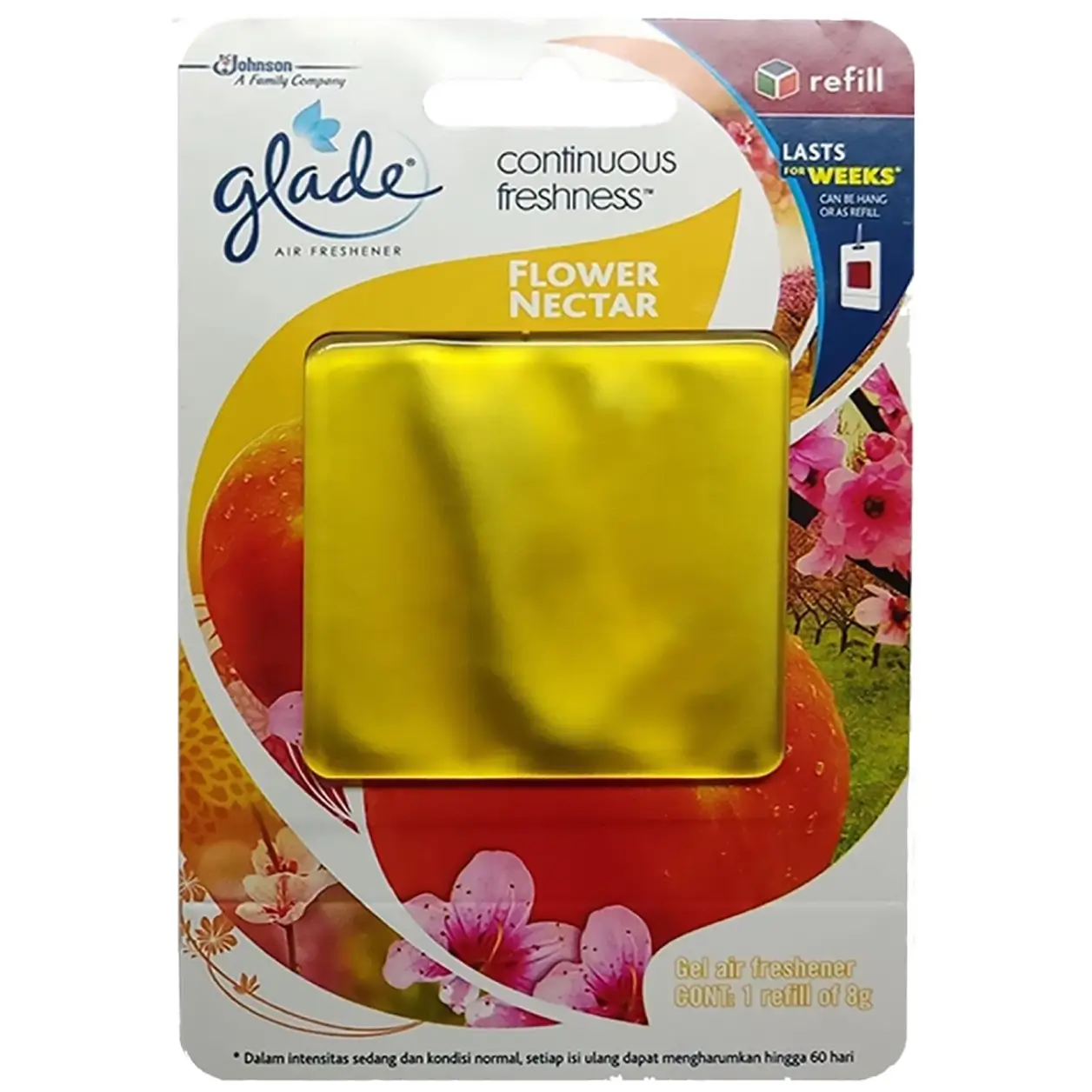 خوشبو کننده ژله ای ماشین و حمام گلید با رایحه شهد گل (فلاور نکتار) 8 گرمی Glade Continuous Freshness Flower Nectar