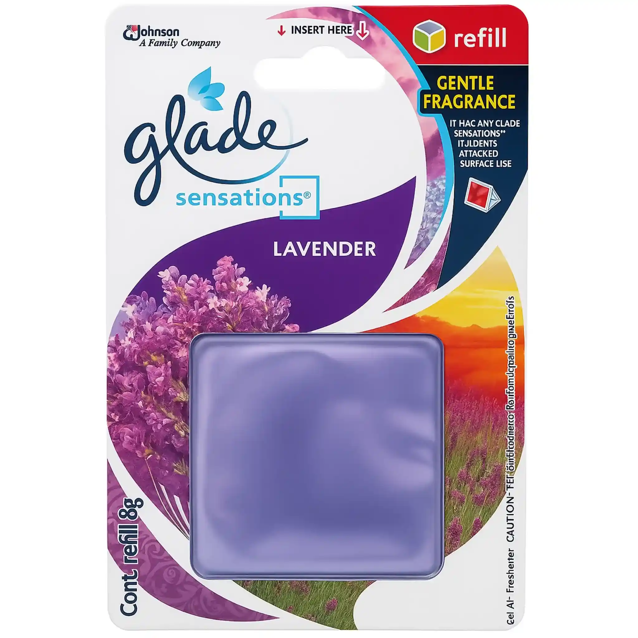 خوشبو کننده ژله ای ماشین و حمام گلید با رایحه اسطوخودوس 8 گرمی Glade Sensations Lavender