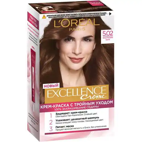 رنگ مو لورآل شماره 5.02 قهوه‌ای روشن شاه بلوطی L’Oreal cream hair color 5.02 Seductive chestnut