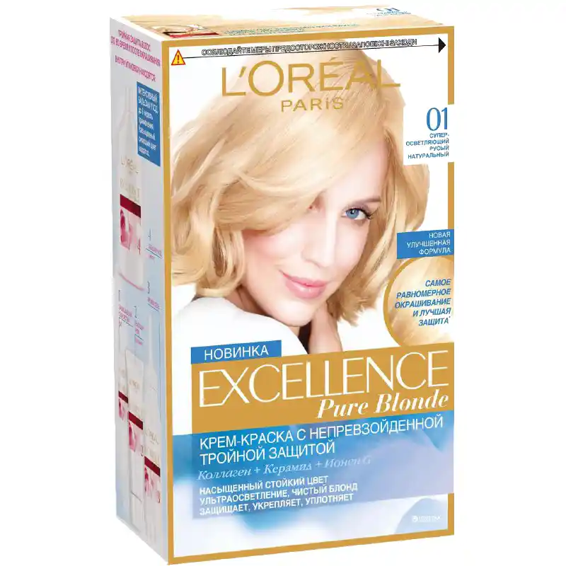 رنگ مو زنانه لورال سری اکسلنس شماره 01 بلوند خالص Loreal Excellence Pure Blonde