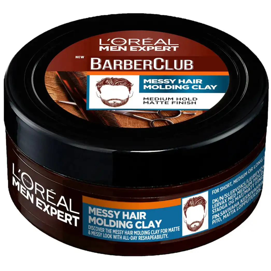 واکس مو رسی مردانه لورال باربر کلاب برای حالت دهی موهای نامرتب 75 میل L’Oreal Barber Club clay wax Messy Hair Molding Clay