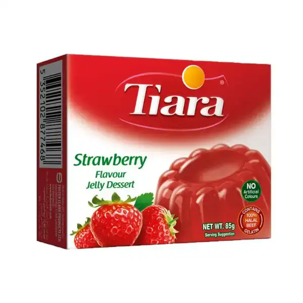 پودر ژله تیارا توت فرنگی (ژله توت فرنگی تیاری) 85 گرمی Tiara Jelly Dessert Strawberry Flavour