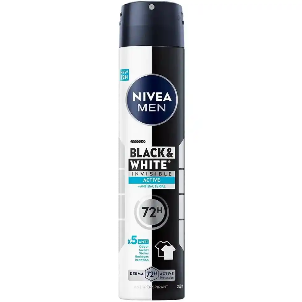 اسپری بدن ضد تعریق 5 کاره نیوا بلک اند وایت کلیر 200 میل 72 ساعته Nivea Black&White Spray Clear