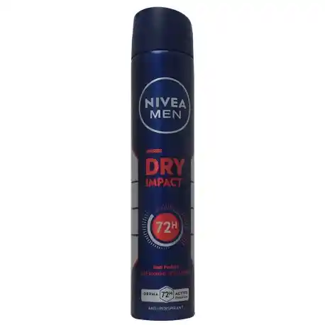 اسپری بدن ضد تعریق مردانه نیوا درای ایمپکت 200 میل 72 ساعته Nivea Dry Impact Body Spray Dual Protect